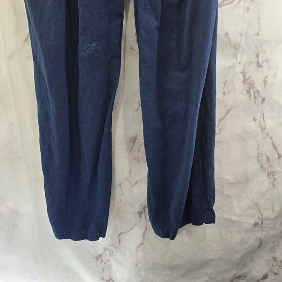 & Other Stories Pants Womens 4 Blue Linen High Rise Straight Leg Pleated - Picture 8 of 13